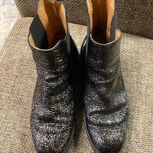 Andre Assous Shiny Black Ankle Boots